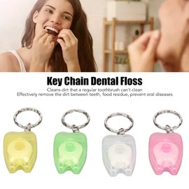 Hilo Dental, Llavero de Hilo Dental Limpiador de Dientes Portátil para el Cuidado Bucal con Caja en Forma de Diente Suministros de Viaje para Higiene Bucal