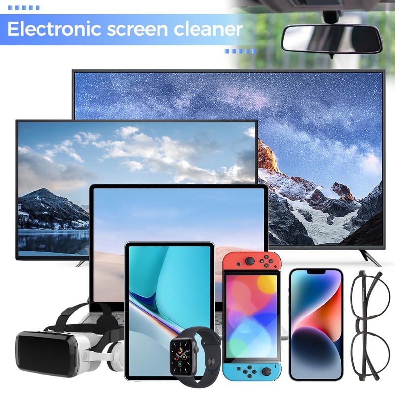 TV Screen Cleaner, Non-Drip Touchscreen Spray with Wiper for CD