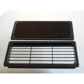 Vecamco TELESCOPIC DOUBLE SIDED RECTANGULAR PLASTIC AIR VENT 270mm x 120mm Suitable for internal and external use on doors or walls. (Black)