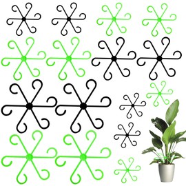 LXBCTOP Pack of 16 Plant Supports, Shrub Holders, Four Sizes, Plant Holder, Reusable Plant Support, Plastic Plant Clips for Monstera Plant, Hydrangea, Tomatoes, Roses (Green Black)