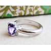 Amethyst Gemstone Heart Sterling Silver Ring US Size 9 /