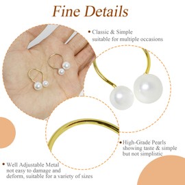 12Pcs Gold Napkin Rings with 2 Pearls Holder for Family Gatherings Napkin Metal Buckle for Dinning Table Decorations Beaded Serviette Rings for Valentine Birthday Party Holiday Banquet Dinner Wedding