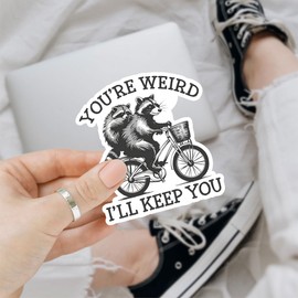 3Pcs You're Weird I'll Keep Sticker Funny Your Weird I'll Keep You Sticker Opossum & Raccoon You're Weird I'll Keep You Vintage Car Stickers for Laptop Bottle Phone Hard Hat Helmet Gifts 3" (W1)