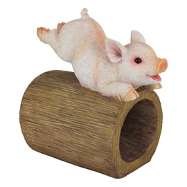 Design Toscano QM2868900 Hog Wild Pouncing Pig Gutter Guardian Downspout Statue, Full Color