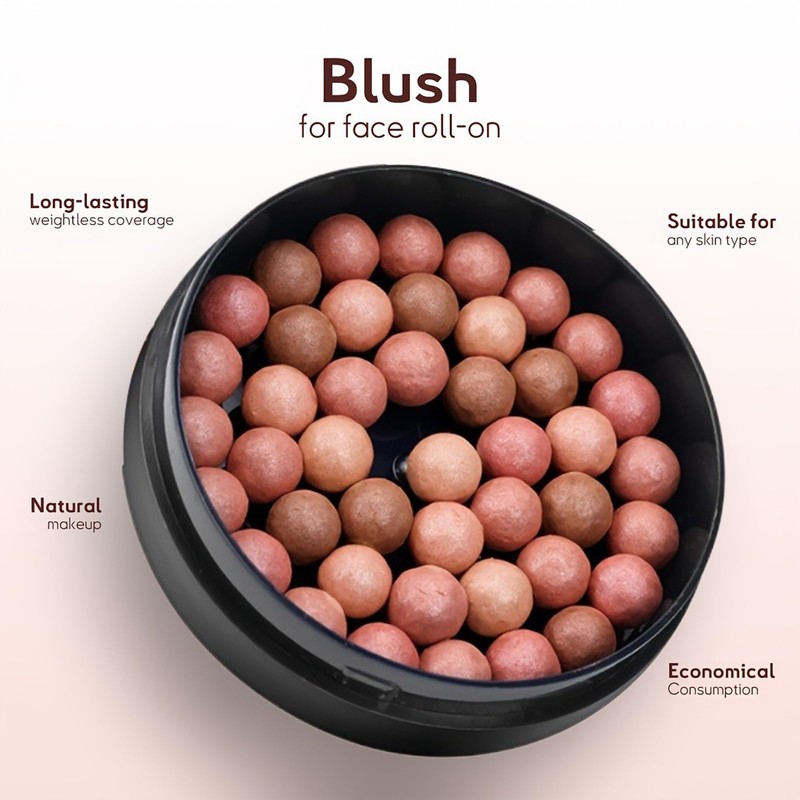 Cream Blush,Lightweight Blush Roller Ball - Hydrating Face Cosmetics for