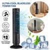 Portable LED Bladeless Tower Fan, 90° Oscillating Quiet USB Desk