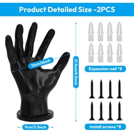 Occzin Hand Ball Holder Wall, Pack of 2 Ball Holder, Palm Shaped, Stable Ball Stand for Basketballs, Footballs, Volleyball, Black