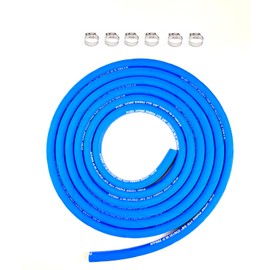 15FT Fuel Line Hose 6AN 3/8" High Pressure Hose 2.8Mpa 400PSI 10mm for Fuel Systems Engines Tube Hose Blue (Attached Hose Clamp)