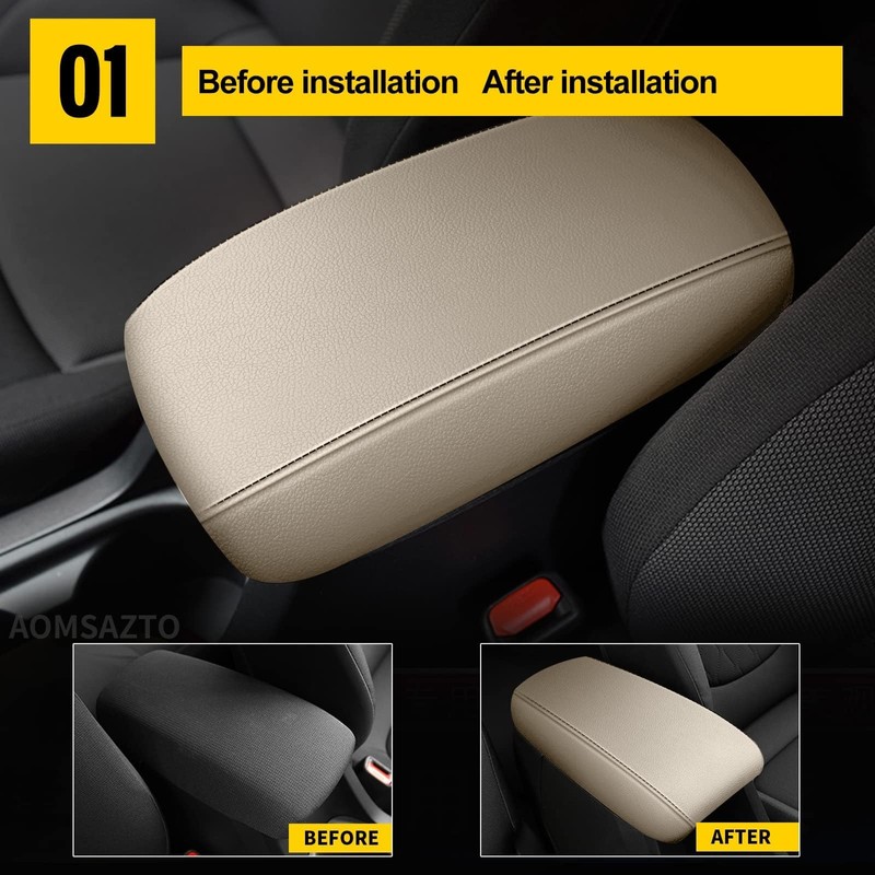 AOMSAZTO Armrest Covers for 2013-2018 Toyota RAV4 Beige
