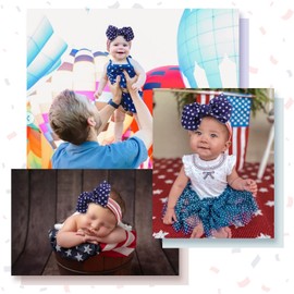 YanJie 4th of July Baby Nylon Headbands, Red Blue White Star Baby Hair Bows Hairbands Big Bows Hair Accessories for Newborn Baby Girls Infants Toddlers(America Flag)