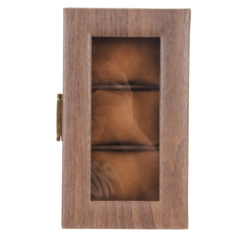 3 Slot Watch Display Case Wood Detachable Pillow Glass Cover