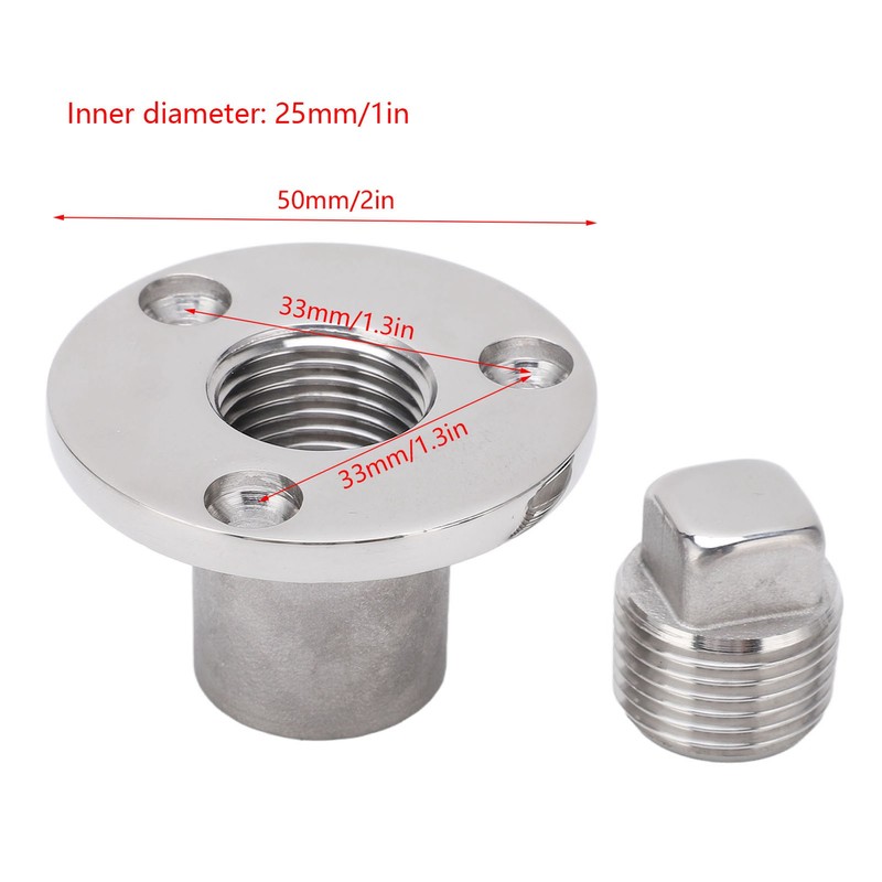 50mm Boat Garboard Drain Plug Stainless Steel Mirror Polish UV