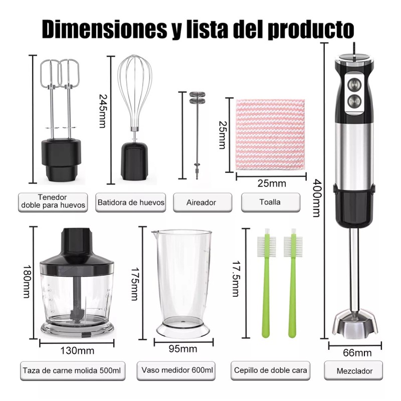 Bendi Batidora De Inmersion Multifuncion Alta Potencia 6 En1 800w
