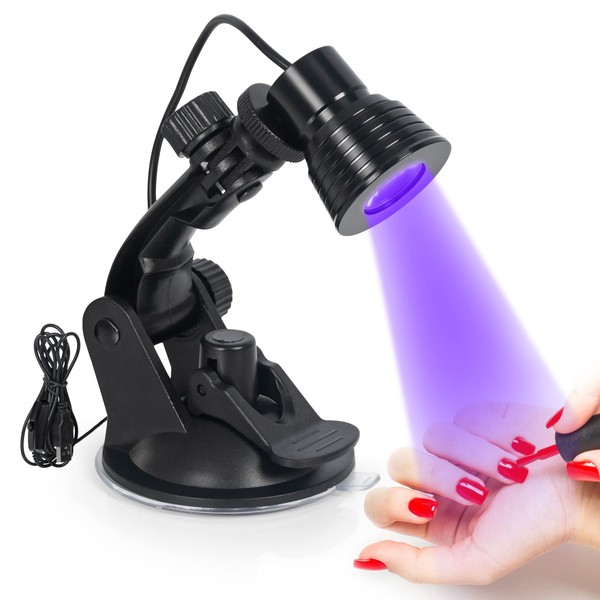 AORAEM Lámpara de uñas negra, luz de secado LED de 3 W con succión, esmalte de uñas de gel profesional, lámpara de secado de escritorio USB para arte de uñas