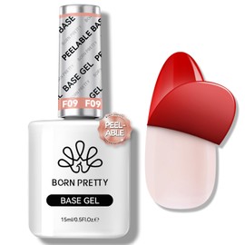 Born Pretty Peel Off Base Gel, Peelable Base Gel Coat for Gel Polish, Peelable Clear Foundation for Use with UV LED Nail Lamp, Nail Practice UV Nail Lamp Required Perfect for Beginners 15ML