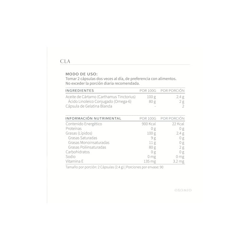 OXOMIO CLA Lean (Ácido Linoleico Conjugado en Cápsulas - 180