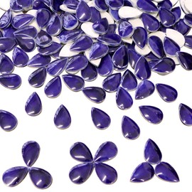 60 Pieces Kiln Transformation Ceramics Mosaic Tile for Crafts, Dark Blue Raindrop Bulk Ceramics Pieces Mosaic Supplies for Mosaic Projects Home Decoration(18x28mm)