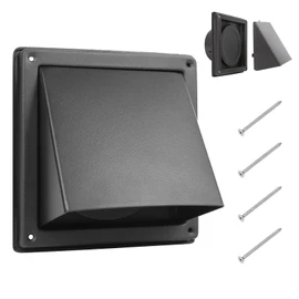 FRESH SPEED 4 Inch Black Dryer Vent Cover Outside Stainless Steel Wall Vent with Removable Cover and Insect Screen Mesh RAL9011