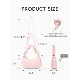 WESTBRONCO Small Puffer Crossbody Bags for Women, Quilted Crescent Shoulder Bag Nylon Daily Purse, Womens Puffy Handbags with Adjustable Strap