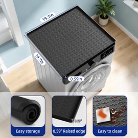 Humidifier Drip Mat -19.7''x19.7''x0.59'' Silicone Dehumidifier Mat, Waterproof Humidifier Tray with Raised Edges, Ideal for Ice Maker,Portable Air Conditioner,Water Cooler,Coffee Machine-Black