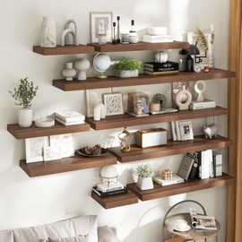 48 Inch Floating Shelves for Wall 2 Pack, 12"D Wood Grain Bathroom Shelves
