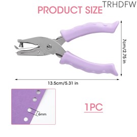 TRHDFW Single Hole Punch, 6mm Handheld Circle Hole Puncher Mini Paper Punch With Soft Grip for DIY Crafts Home Office School Supplies Tags Scrapbook Notebook Card Making (Purple Holepunch)