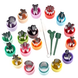 AIMEETO Vegetable Cutter Shapes Set 18pcs Mini Sizes Cookie Cutters Set Fruit Cookie Pastry Stamps Mold