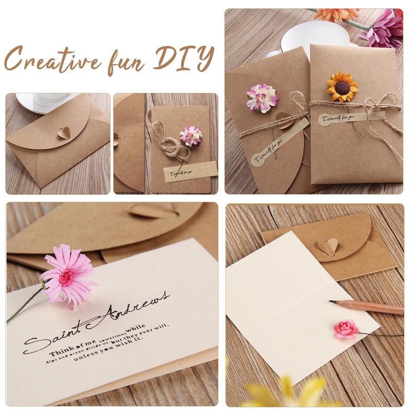 Kraftpapier Umschläge 15 Stück Briefumschläge mit blumen Set, kleine briefumschläge