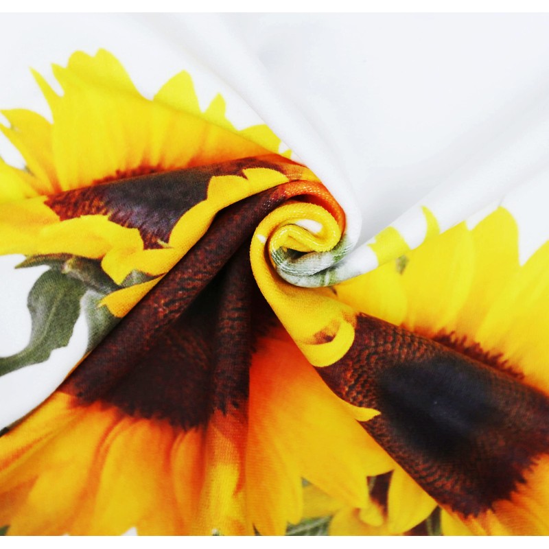 IUOCFER Blooming Sunflower & Green Leaves Hand Towels, Floral Decorative