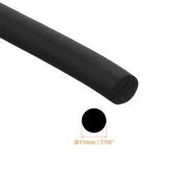 QUARKZMAN Foam Rubber Seal Strip, 11 mm (7/16 Inch) Diameter, 2 Metres (6.56 Feet) Long, Round EPDM Rubber for DIY Seal, Bearings, Pads, Foam Pipes, Crafts