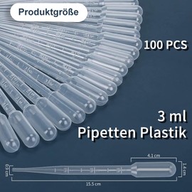 qingmeng Pipettes, Pack of 100 3 ml Plastic Transfer Pipettes, Transfer Pipettes, Children's Plastic, Pipette Plugs, Plastic Dropper, Disposable Pipettes, Drinking Pipette, Pipette Barrel, Pipette