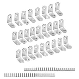 Stainless Steel Angle L Brackets - 20x20mm, 26pcs with Screws - Strong L Shaped for Furniture & Shelves