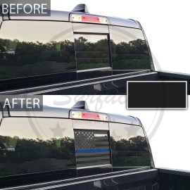 ClearSurface Fits Dodge Ram 2009-2021 Rear Back Middle Window American Flag Decal Sticker - Thin Blue Line