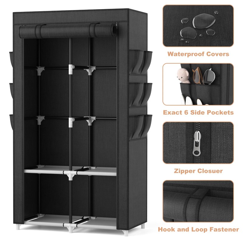 VTRIN Portable Closet Wardrobe Closet for Hanging Clothes with 4
