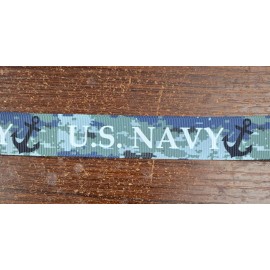 Unbranded 1" Navy Camo Grosgrain Ribbon SOLD BY YARD
