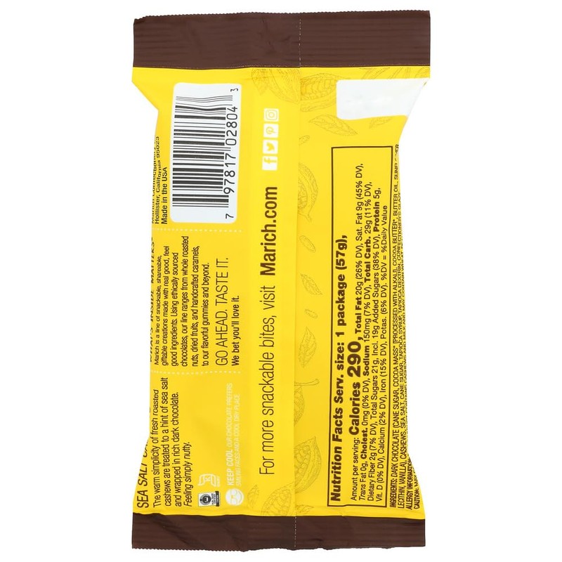 Marich Premium Dark Chocolate Sea Salt Cashews, 2.3-Ounce (Pack of