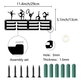 CREATCABIN Medal Holder for Gymnastics Hanger Metal Medal Stand Organiser Medal Stand Iron with 12 Hooks 3 Rows Black Medals Wall Hanger for Football Triathlon Runner 29 x 13 cm