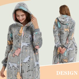 Christmas Women's Snug Fit Zip Up One-piece Pajamas, Glow In The Dark Tie Dye Hooded Onesies Costume (US, Alpha, Small, Regular, Regular, Black-Cat)