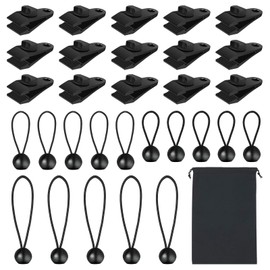 WYRGQIQN Super Value Tarp Clips & Bungee Cords 31 Set, Heavy Duty Tools for Camping, Truck Tents, Swimming Pool Covers, and More, Ultimate Cable Clips, Elastic Cord Wire Tension Rope for All Purposes