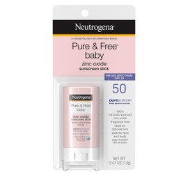 Neutrogena Neutrogena Pure & Free Baby Mineral Sunscreen Stick with Broad Spectrum SPF 50 & Zinc Oxide, Water-Resistant, Hypoallergenic, Paraben-, Dye- & PABA-Free Baby Face & Body Sunscreen, 0.47 oz