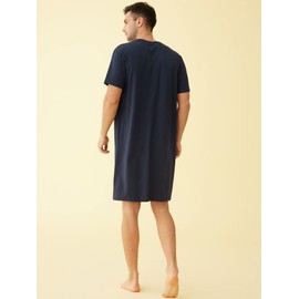 Latuza Men's Cotton Nightshirt Short Sleeves Sleep Shirt Nightgown, Navy, XX-Large