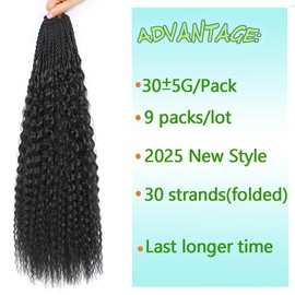 Curly Crochet Hair Pre Looped 9 PACKS Afro Kinky Curly Crochet Braids Hair For Black Women Boho Braids crochet hair Soft Water Wave Marley Twist Braiding 30 strands/pack(1b, 20'' (Pack of 9))