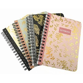 4 Pack A6 Spiral Notebook Journal,Wirebound Ruled Sketch Book Notepad Diary Memo Planner,A6 Size(5.7X4.1") & 80 Sheets (Leaf)