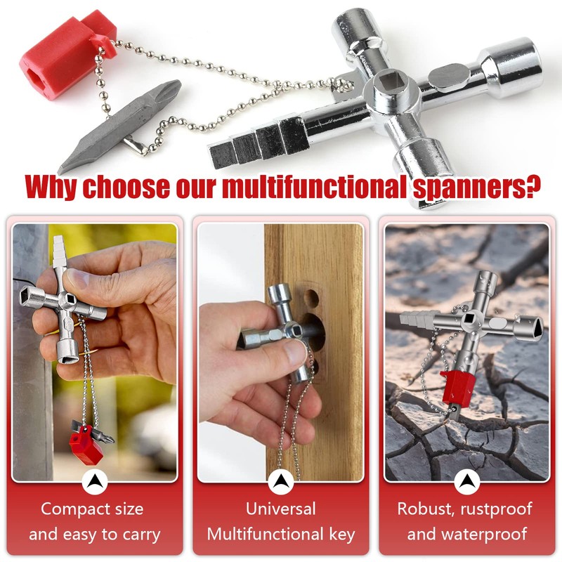 ExeQianming 4-Way Keys, Multifunctional Control Cabinet Key, Square Key, Universal