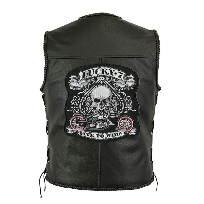 Lucky 7 Skull Patch | Spade "Live to Ride" |