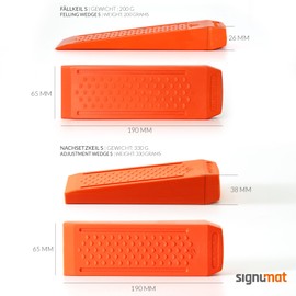 Signumat Latschbacher 08070000 Wedges Set of 3 1 Premium (1 x Felling Wedge S + L, x Adjustment Wedge S) Plastic Universal Forestry Wedges, Impact Resistant and Cold-Resistant, KWF Tested, for Tree Felling and Woodwork