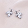 TseenYi Crystal Cluster Bridal Earrings Silver CZ Leaf Dangle Earrings