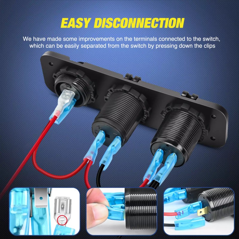 Nilight 4 in 1 Charger Socket Panel PD Type C