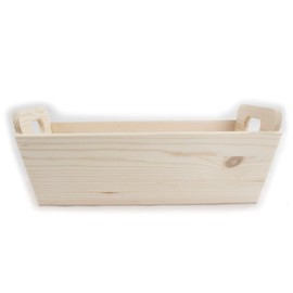 Wooden Multi-purpose Decorative Box with Handles | 35x14x13 cm | Bread Fruit Baskets | Indoor Windowsill Flower Pot Planters Herb Seeds for Craft | Natural Unpainted Plain Wood