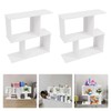 YUYFCC 2Pcs Geometric Bookshelf 2-Tier PVC S-Shaped Bookcase Freestanding Books